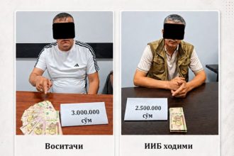Qashqadaryoda tekshiruvni fuqaro foydasiga hal qilib berishni va’da qilgan IIB xodimi ushlandi